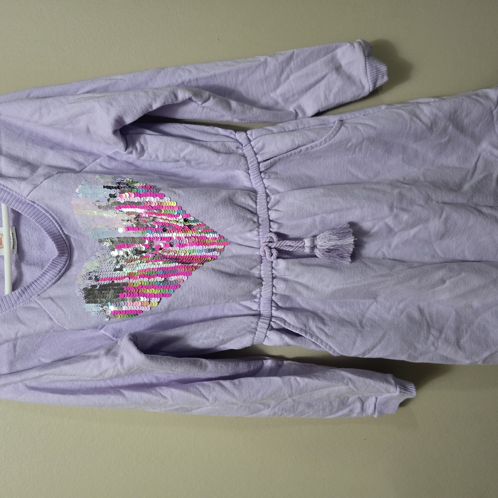 Lavender Sequin Heart Kids Top